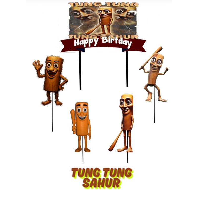 

Topper kue/hiasan kue ulang tahun//Karakter tungtung sahur