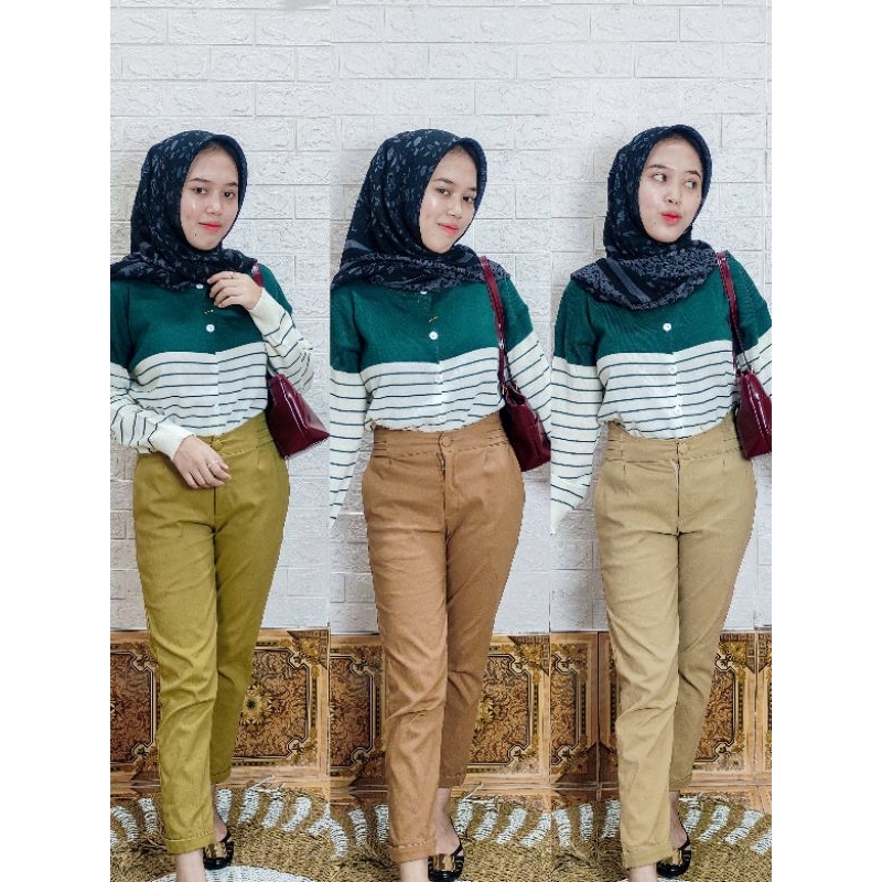 CELANA KAIN WANITA KEKINIAN/CELANA WANITA PREMIUM/CELANA WANIGA KANCING DEPAN