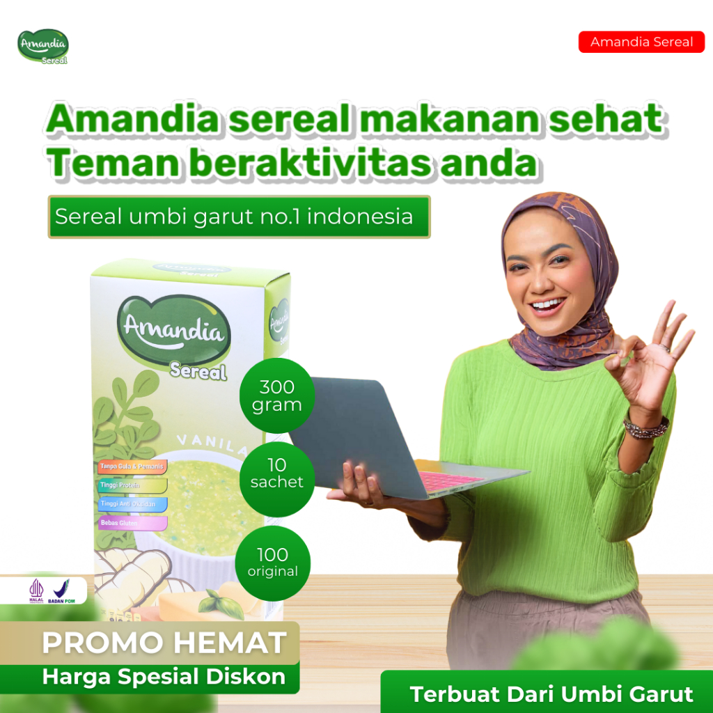 

Amandia Sereal - Makanan Sehat Umbi Garut, Sumber Serat, dan Tinggi Protein Untuk Teman Beraktivitas