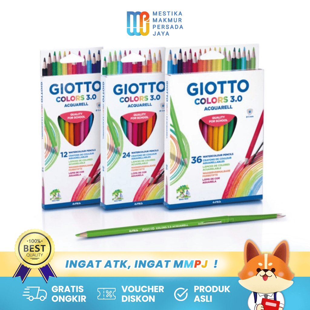 

Giotto Colors 3.0 Aquarell Pensil Warna Isi 12 / 24 / 36 Warna Watercolour Non-Toxic