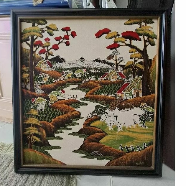 Lukisan Batik Jadul/ Dekorasi Dinding Lukisan Batik Pemandangan/ Dekorasi Dinding Resto Kafe Hotel K