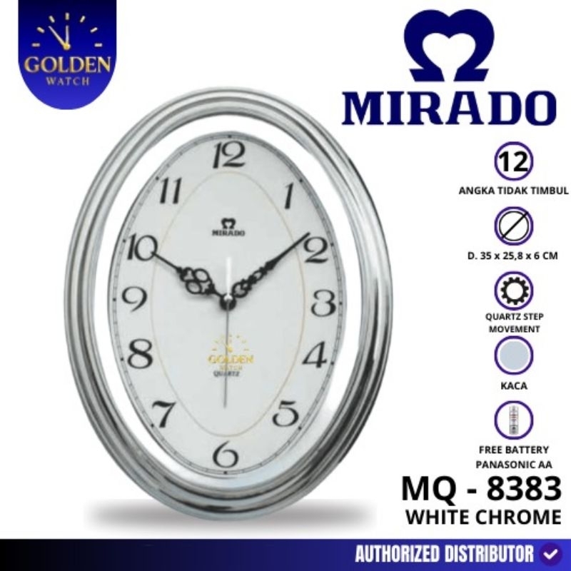 Jam Dinding Mirado MQ 8383 WH/CH/Urat Kayu/CH#Mirado asli#Mirado original#Jam Mirado Dinding#Jam Mir