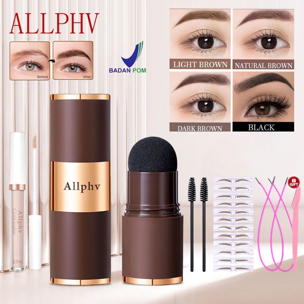【BPOM】Allphv Eyebrow Powder cetakan alis tali Waterproof alis powder 12pcs alis cetakan tempel