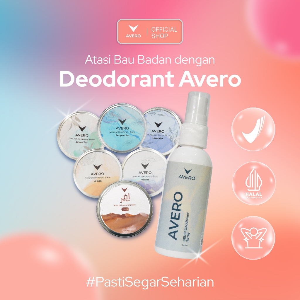 Deodorant Balm Avero BPOM & Halal 30gr– Aman untuk Semua Kalangan (Bumil, Busui, Anak) - Bebas Alkoh