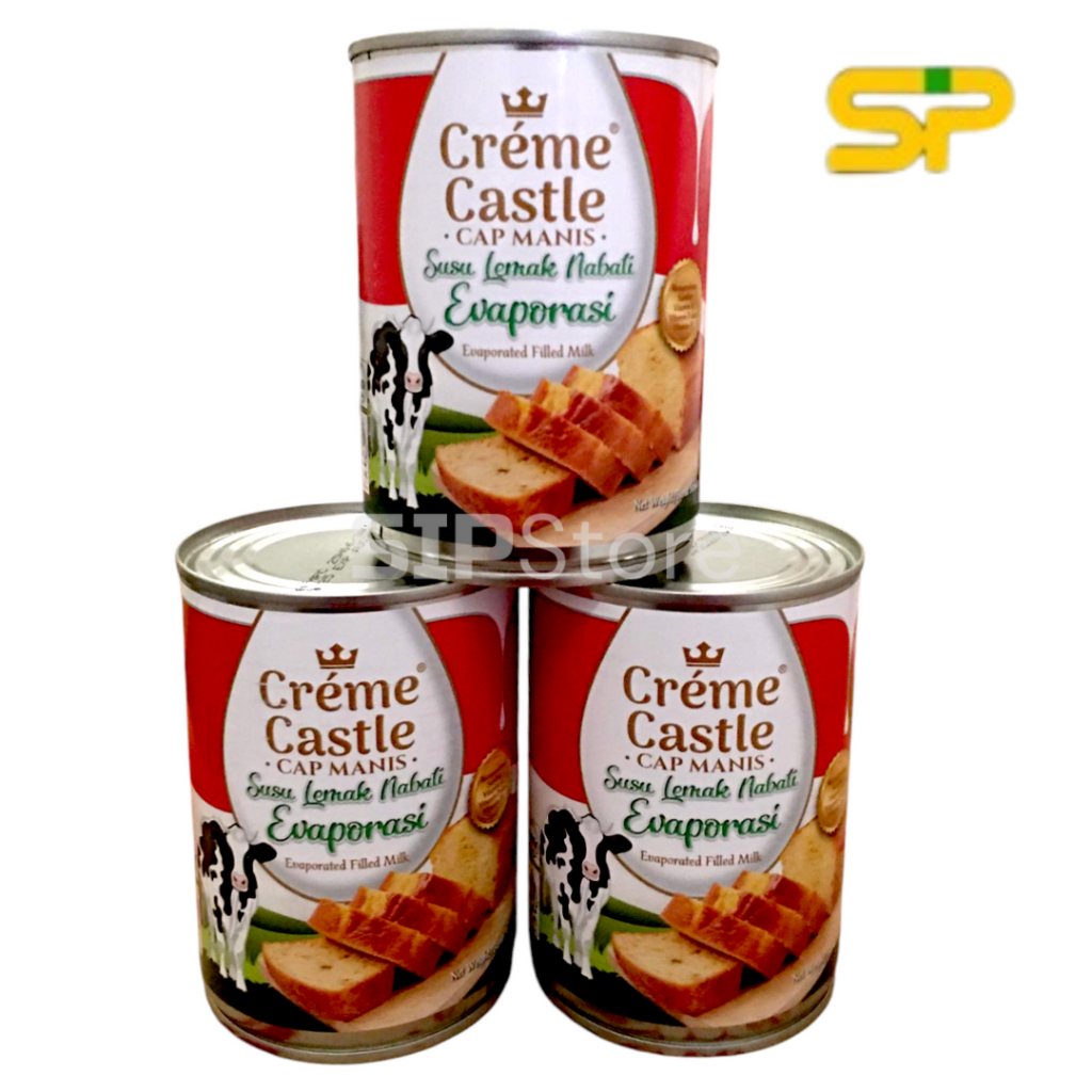 

Susu Evaporasi "CREME CASTLE" @48X380ml / Evaporated Milk / Susu Evaporasi Cair (1 DUS = 48 KALENG)
