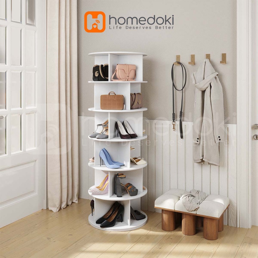 Homedoki Rak Sepatu Putar/Lemari Sepatu Putar/Rak Sepatu Minimalis/Rak Pajangan