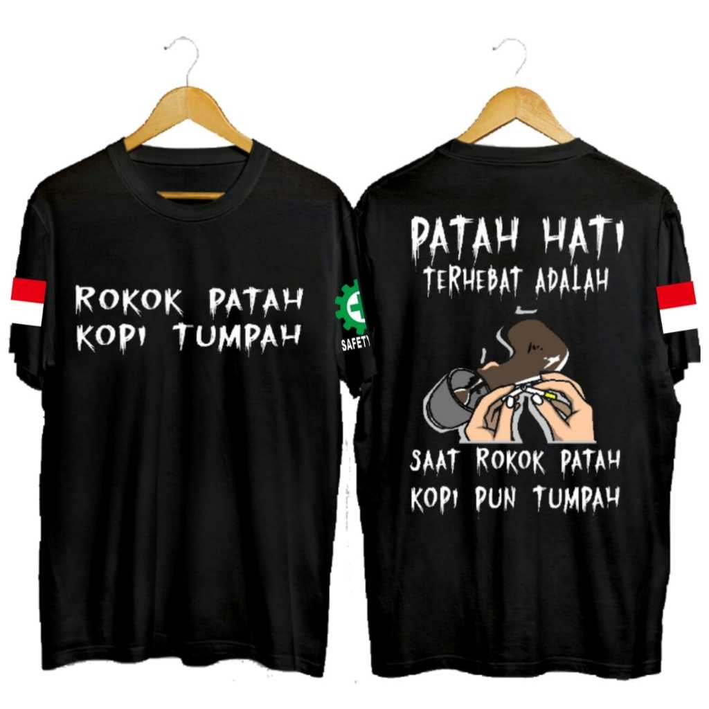 kaos pakaian atasan pria rokok patah kopi tumpah