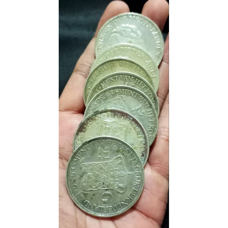 koin perak belanda 2 1/2 gulden asli.