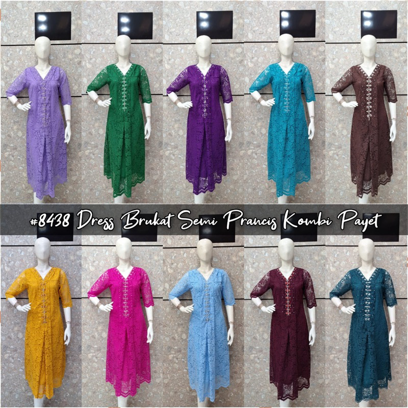 DRESS BRUKAT ELGHANA 8438 DRESS PESTA BAJU NATAL