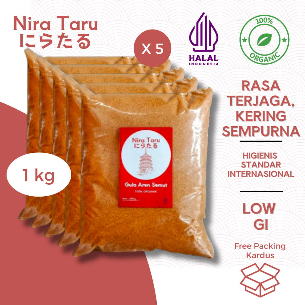 

Nira Taru Paket Hemat Gula Aren Semut Bubuk Asli 1 kg 5 pcs