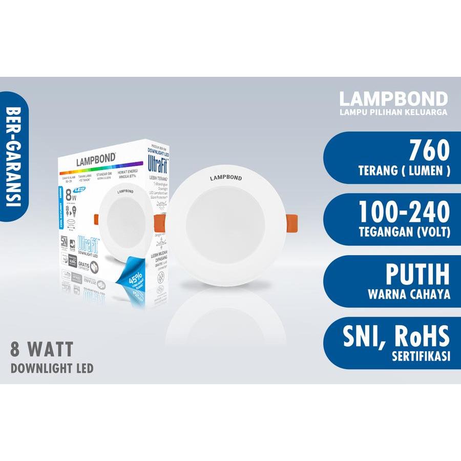 Lampu Downlight LED 8 Watt Ultra Fit Lampbond