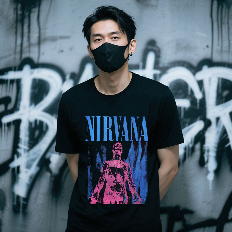 Kaos Vintage Nirvana 1994 - Efek Distressed Smiley Face | Potongan Jumbo Nyaman