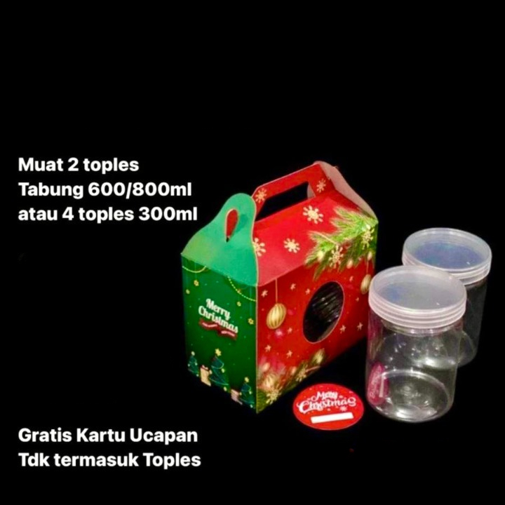 

box jinjing natak muat toples jar 600ml isi 2 dus parcel christmas ukuran 10x19x12cm