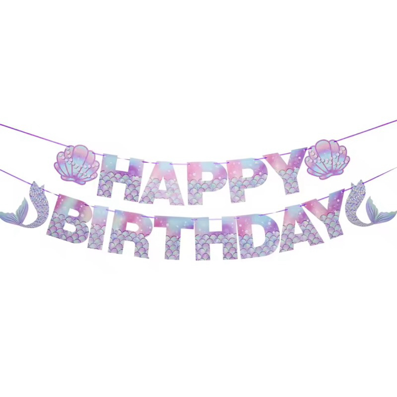 BANNER HAPPY BIRTHDAY MERMAID KERANG
