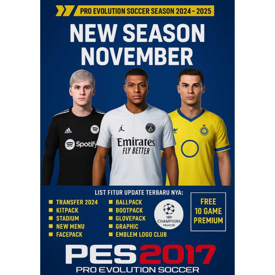 PES 2017 PATCH 2025 LIGA 1 BRI TIMNAS TERBARU SEASON 2025 - GAME PC OFFLINE