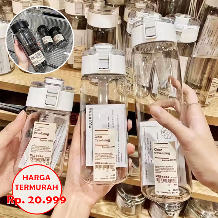 BOTOL MINUM TRANSPARANT BENING ESTETIK BOTOL AIR MINUM 350 550 800 ML
