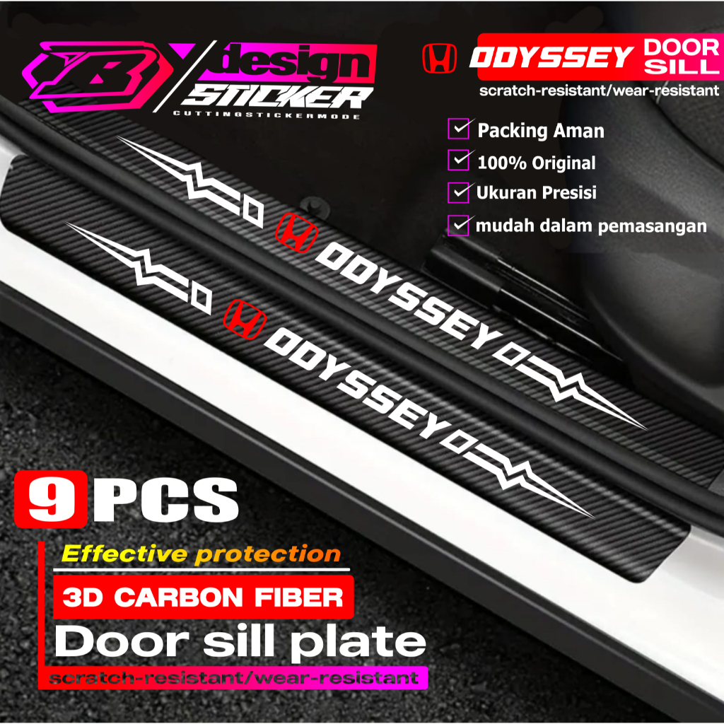 9pcs sticker sill plate carbon 3d mobil honda odyssey sticker karbon 3d pelindung pijakan bumper mob