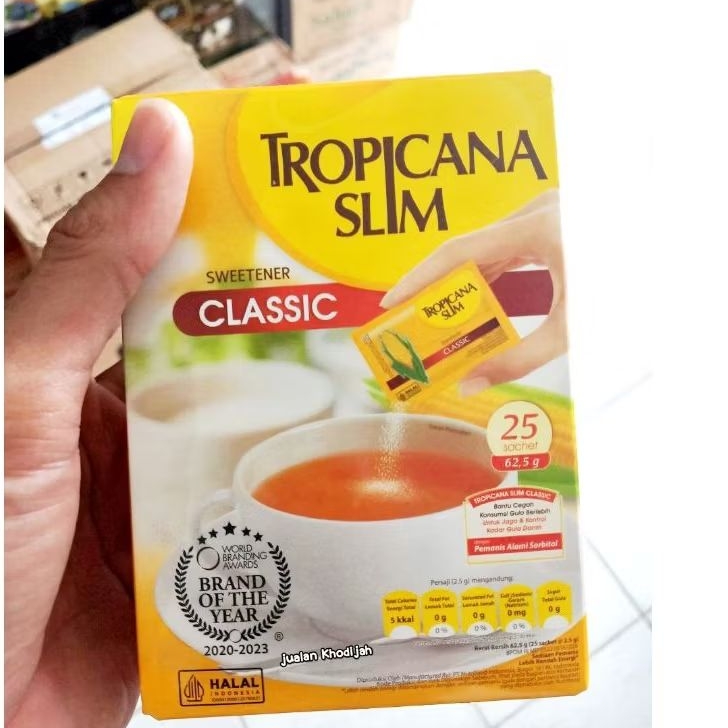 

1Box isi 25 Sachet Tropicana Slim Sweetener Classic - Pemanis Alami pengganti Gula pasir