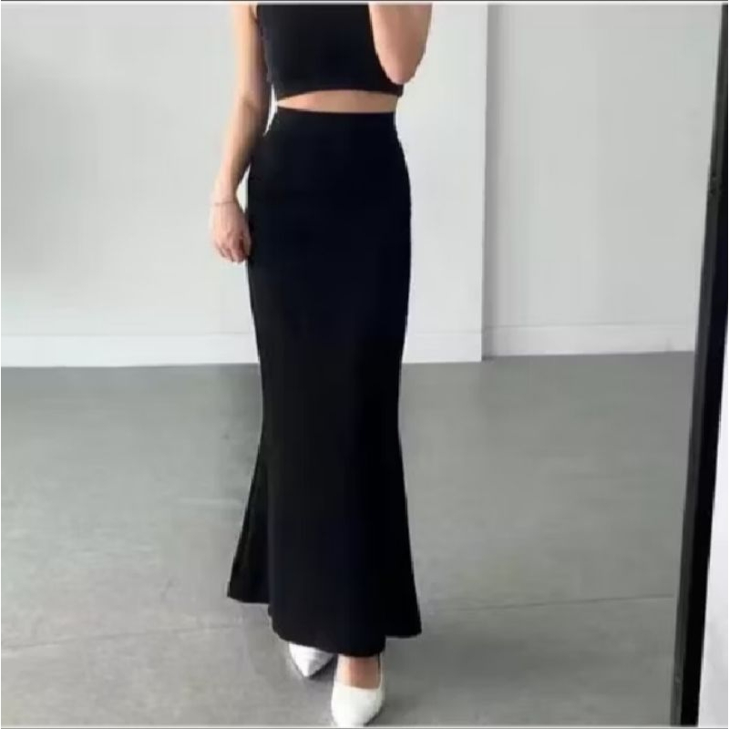 Rok Skirt Lunar Mermaid Duyung Wanita Kekinian Maxi Midi Bahan Scuba Elastis Melar Viral 2025