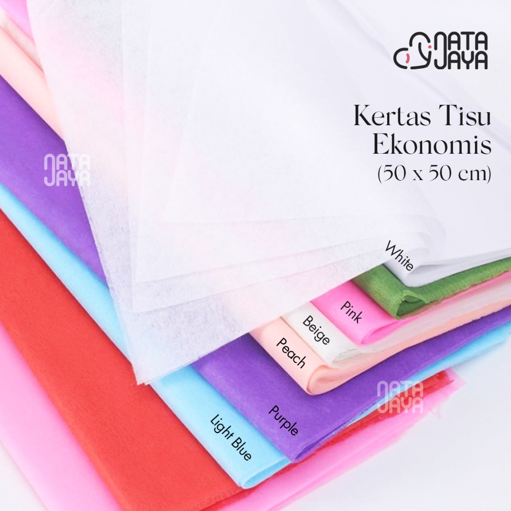 

Kertas Tisu Buket Ekonomis (50x50cm) / Non Woven Tissue Cotton Paper Kertas Serat untuk Wrapping Bucket Bunga / Kertas Flower Cellophane