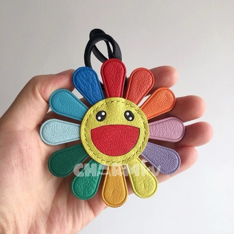Murakami Flower Sunflower Leather Bag Charm Gantungan Tas Keychain