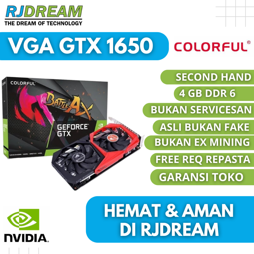 VGA GTX 1650 4GB DDR6 NVIDIA BEKAS / SECOND