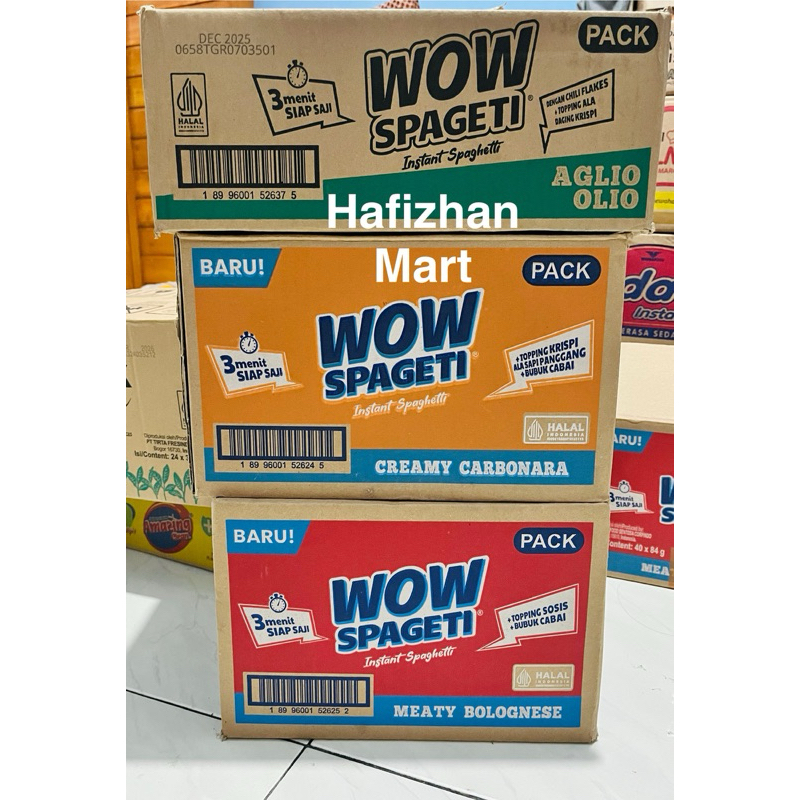 

Wow spaghetti Carbonara,Bolognese & Aglio 1dus 40 pcs