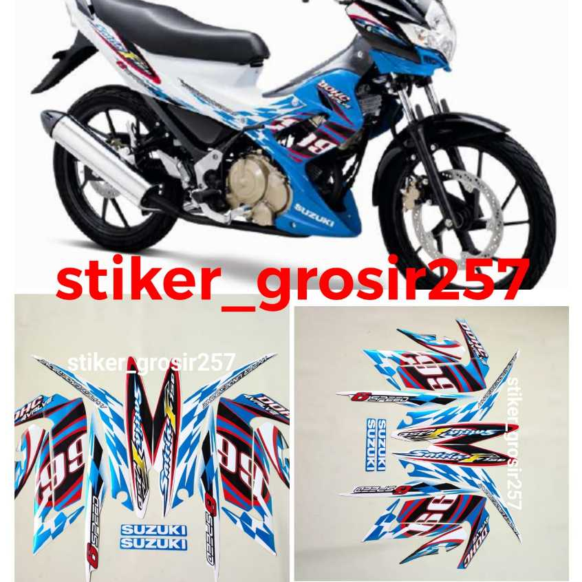STIKER STRIPING LIS BODY MOTOR SUZUKI SATRIA FU 150 2012 PUTIH BIRU FU BARONG 99