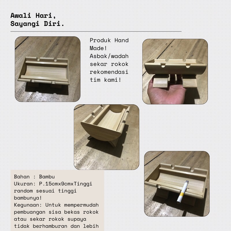 Asbak wadah sekar rokok asbak bambu