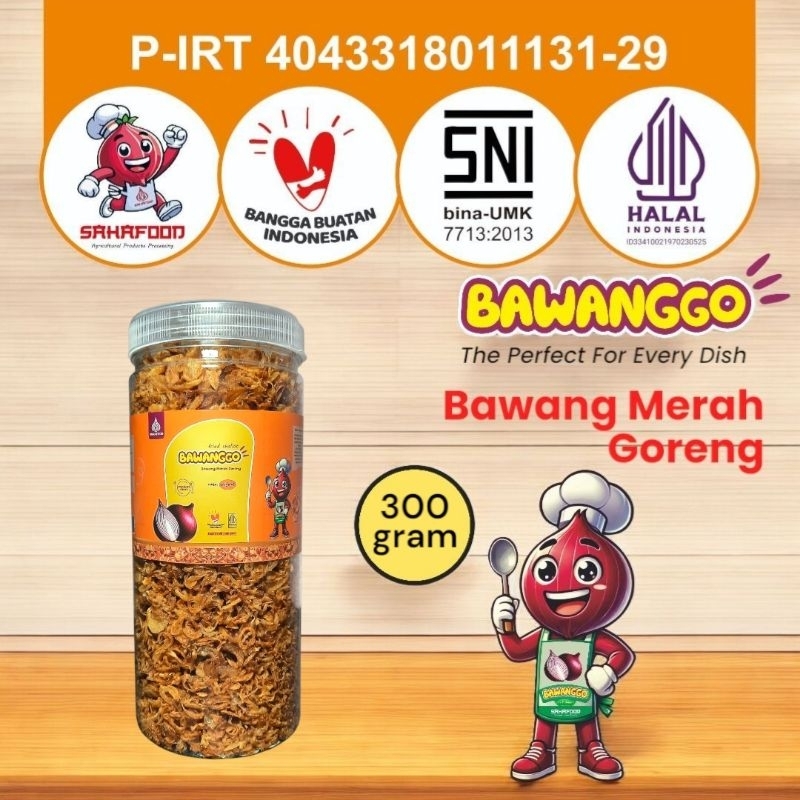 

Bawang Goreng 300gram BawangGo Asli Renyah Kriuk Premium tanpa campuran Sahafood makan enak