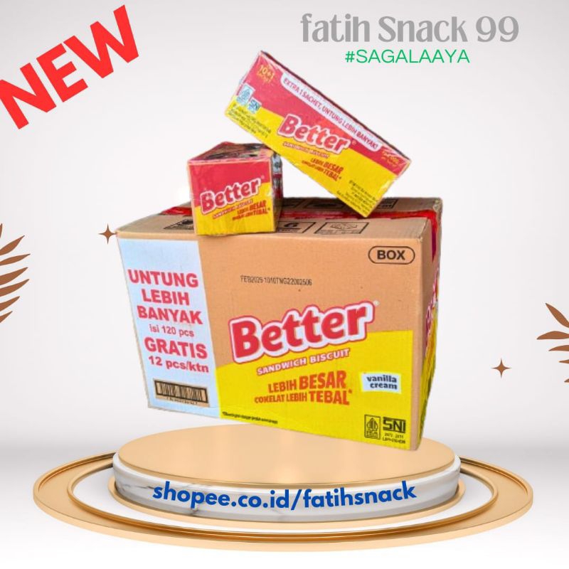 

BETTER SACHET ISI 12 PAK X 10 SCH X 22G BISKUIT SANDWICHI COKLAT CREAM VANILA