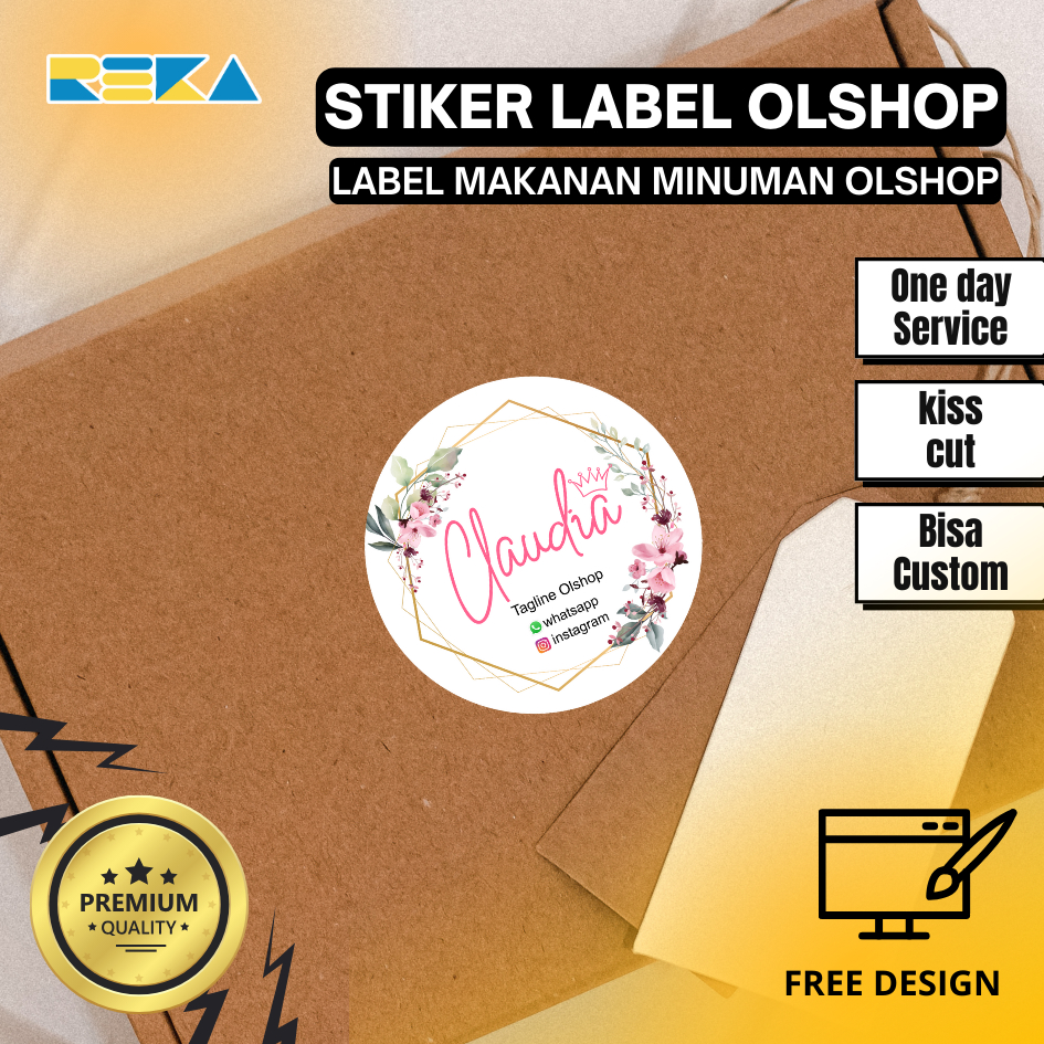 

Cetak Stiker Custom Transparan Vinyl Anti Air Sticker Olshop Jualan Makanan Free Design perlembar