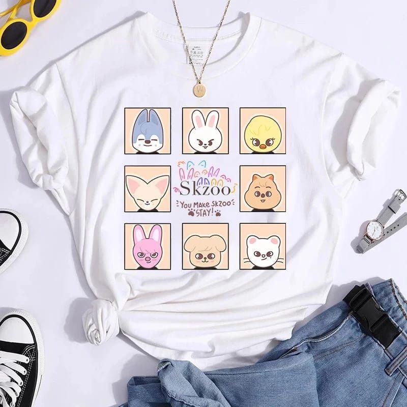 Kaos Stray Kids Kpop Skzoo Skz University Straykids Oversize Baju Stray Kids Lengan Pendek Oversize 
