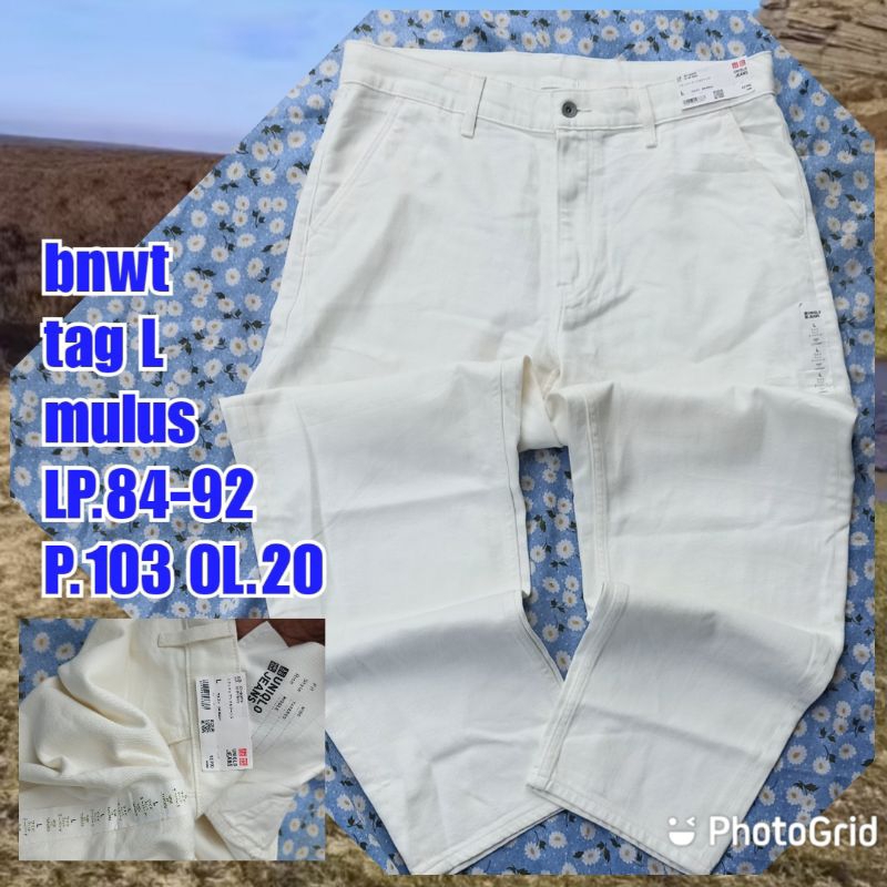 celana jeans skena uniqlo putih bnwt