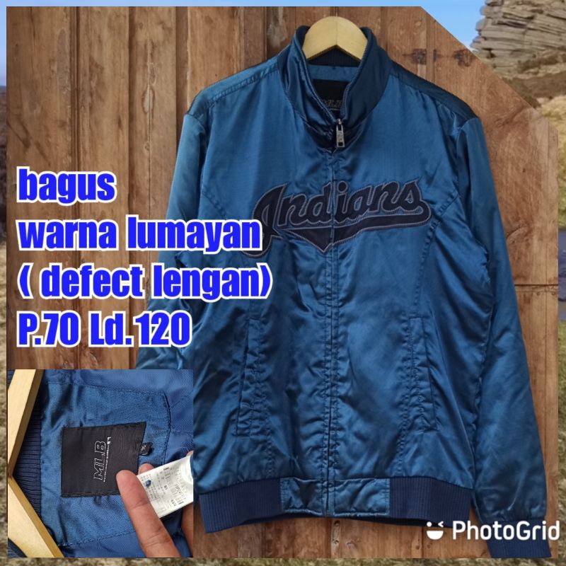 jaket bomber varsity mlb Indian satin