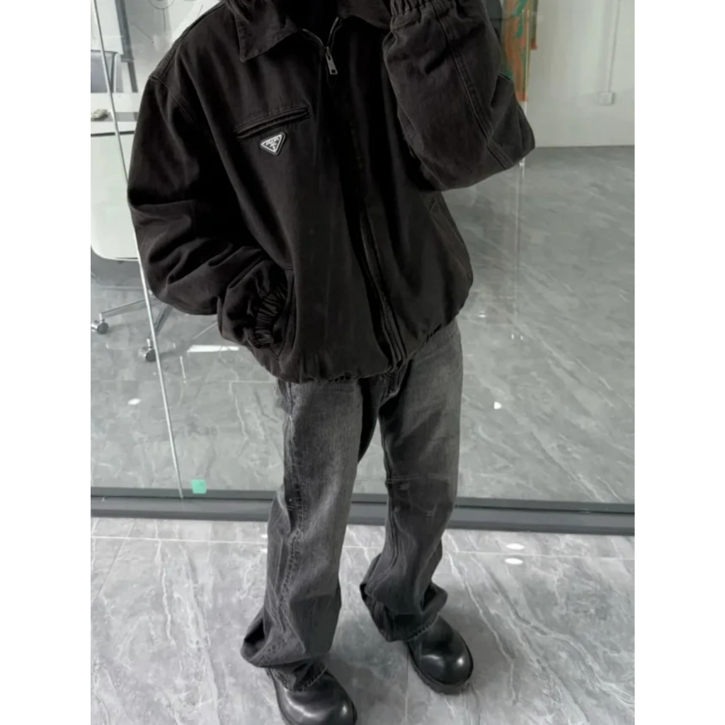 PRD Brand-plaque Padded Denim Jacket (J97)