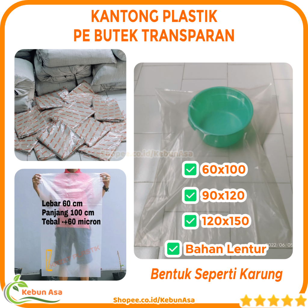 Kantong Plastik Besar Butek Transfaran Jumbo Plastik Sampah, Perlengkapan Rumah, dll Agak Bening