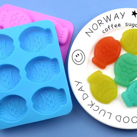 HIASCAKE Cetakan Silikon Warna Biru Bentuk Ikan / Cetakan Kue Jelly Puding Motif Ikan