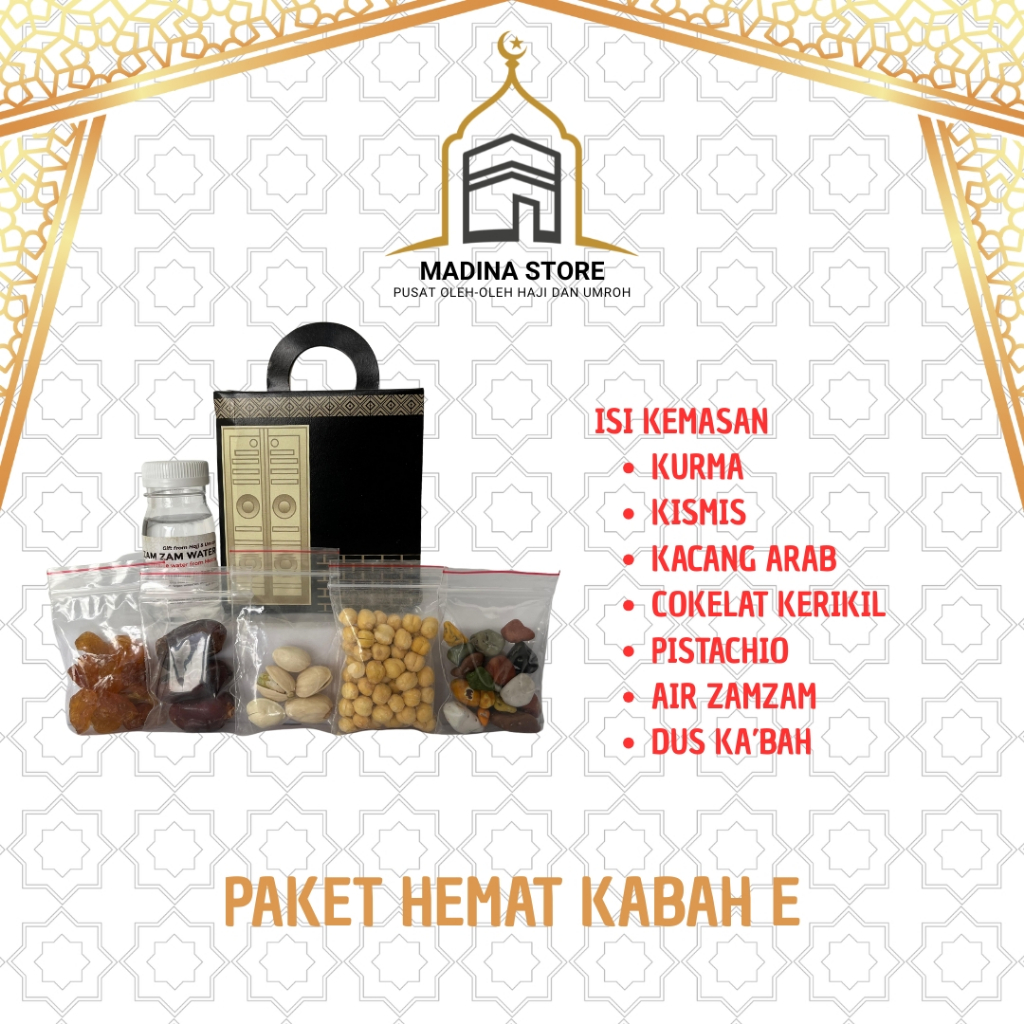 

Paket Hemat Oleh-oleh Haji dan Umroh Paket E isi Air Zamzam Dus Ka'bah