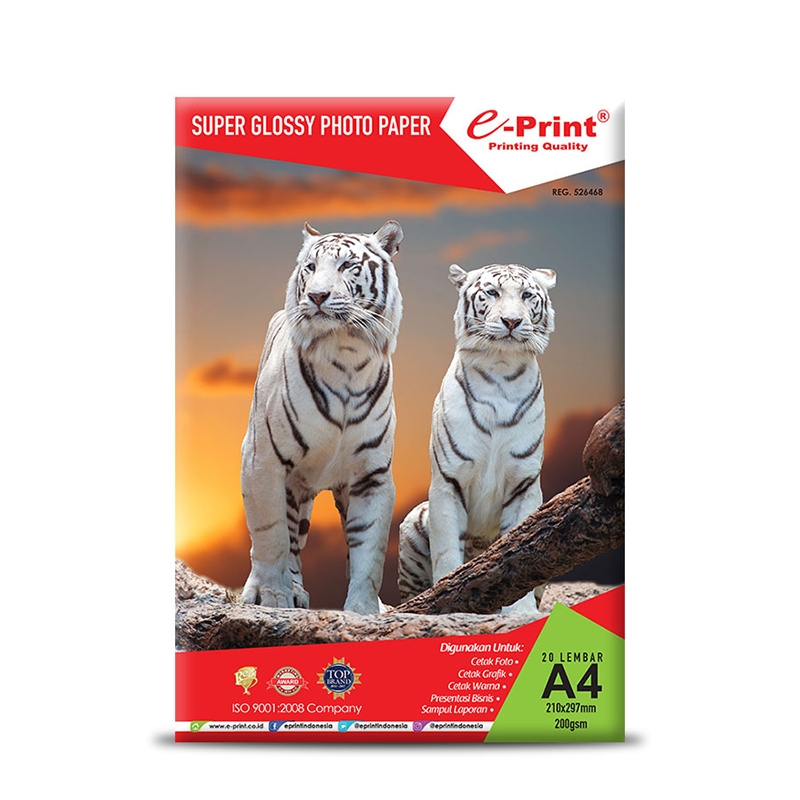 

Kertas Foto e-Print Glossy Paper A4 (Alumunium Pack) 200 gsm