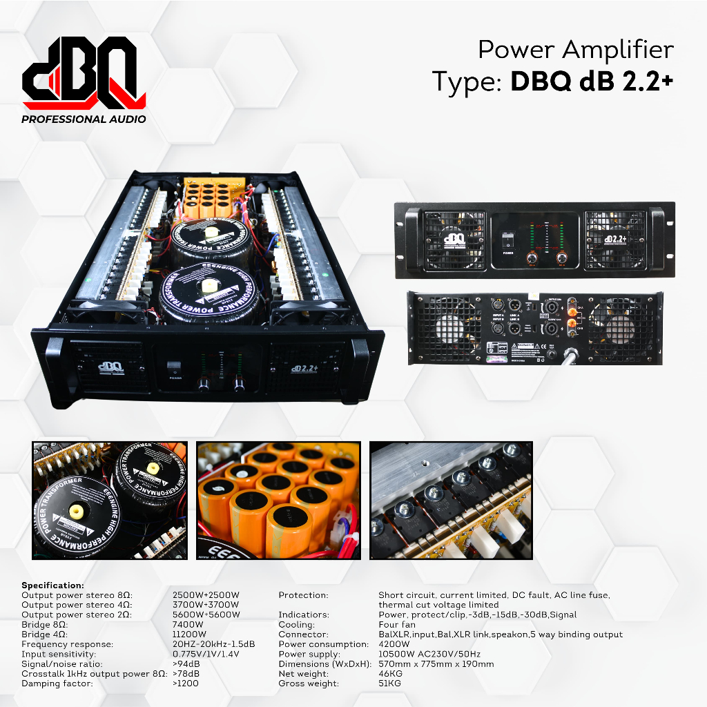 Power dBQ 2.2+ Power Amplifier dBQ dB 2.2+ Kelas GB / Power Packing Kayu / Power Kelas GB / Power DB