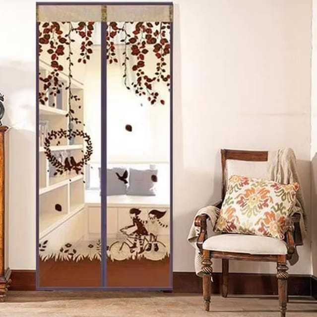 Tirai Magnet Anti Nyamuk Tirai Pintu Gorden Magnet Kelambu Pintu Motif
