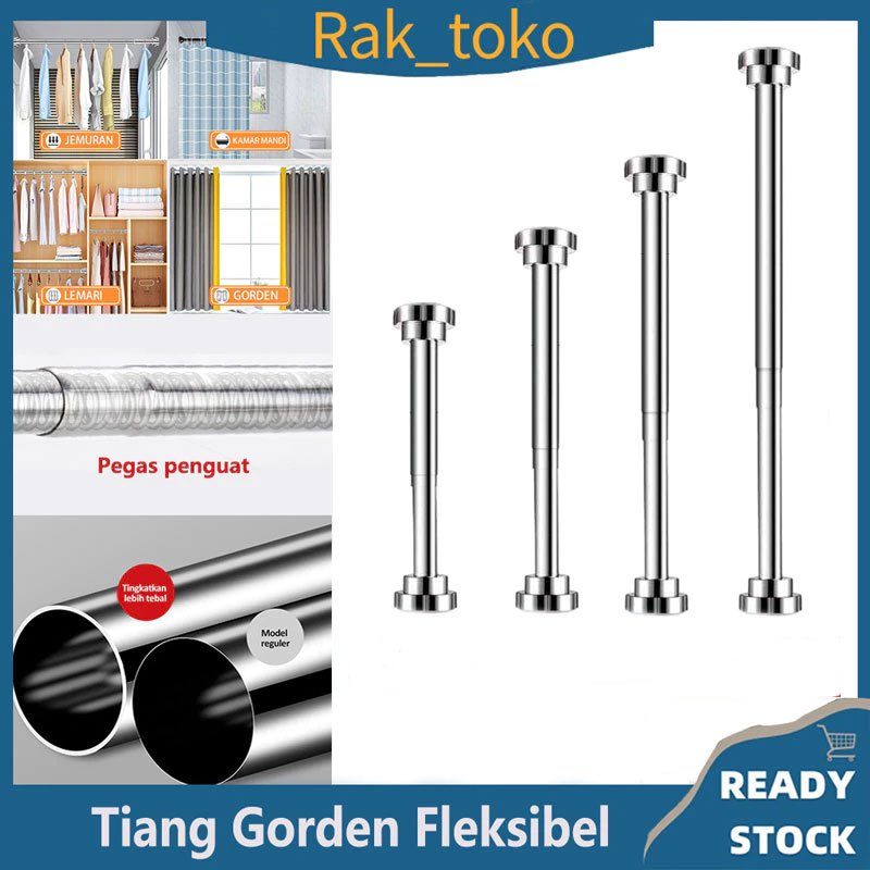 NEW Jemuran baju dinding stainless Tiang gorden fleksibel Gantungan jemuran Pakaian Tiang Tembok