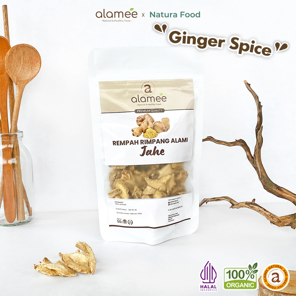 

ALAMEE Jahe Kering Iris Dried Ginger Rempah Rimpang Organik Alami Spice 50gr
