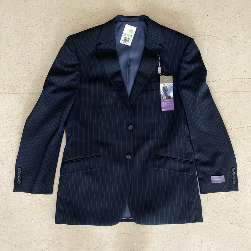 Jas Biru Tua Garis Marks & Spencer Suit Jacket Stripes Dark Blue M Slim Fit