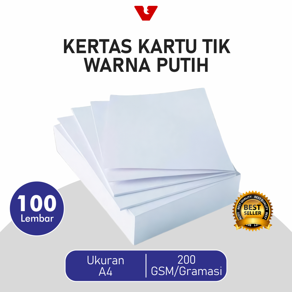 

Kertas Kartu Tik Putih 200 GSM/Gramasi - Ukuran A4 Isi 100 Lembar
