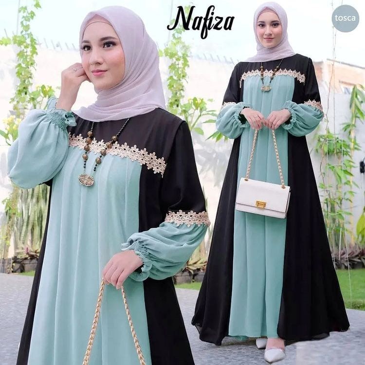 Gamis renda nafisa dress crinkle airflow anggun terlaris Kondangan Simple