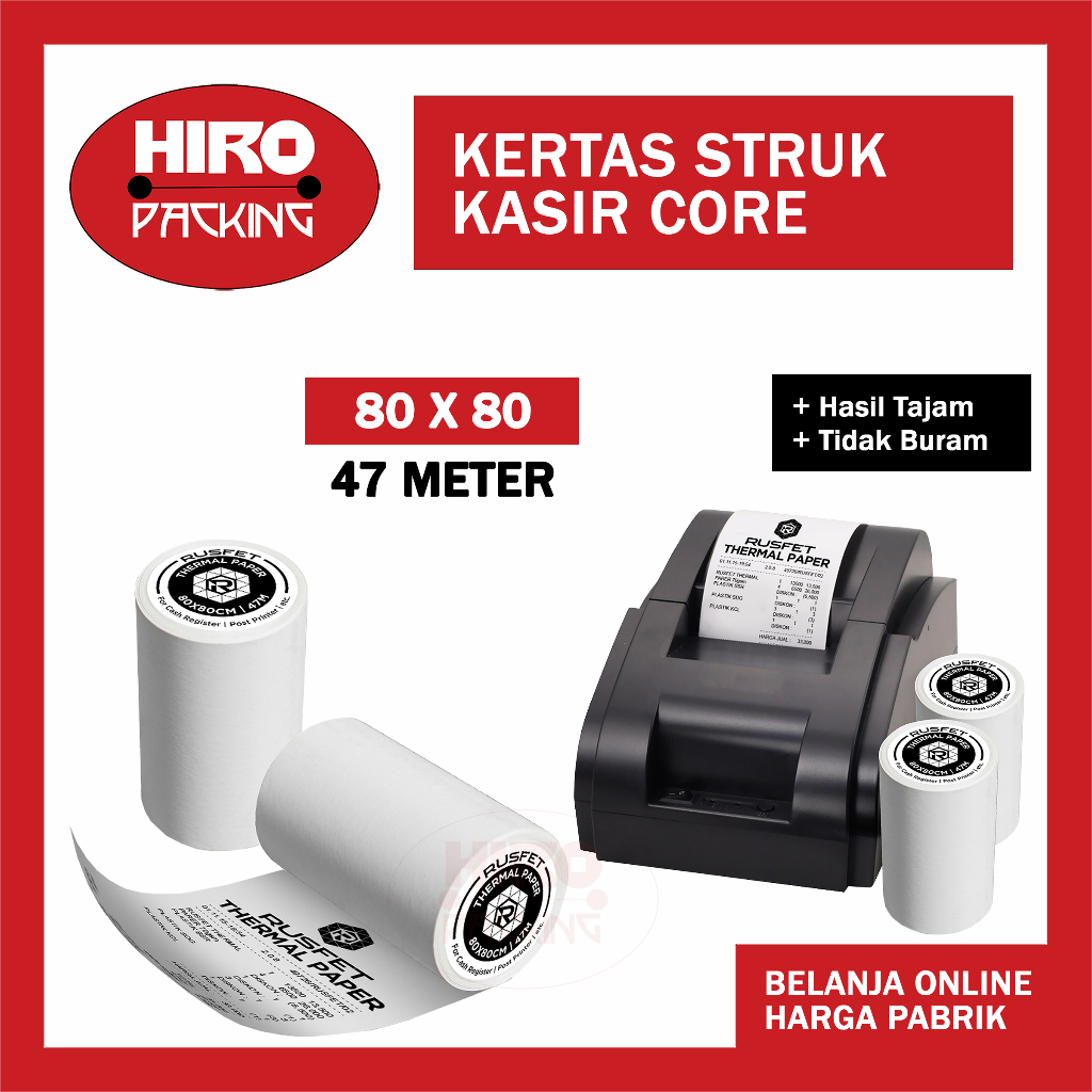 

Kertas Struk Thermal Paper Roll 80mm 80x80 Termal EDC Thermal Printer Mini Bluetooth 80mm Core