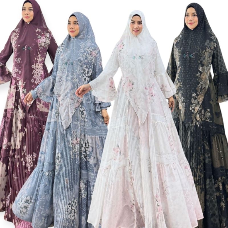 Masya Series by Farfadh Syari Gamis Premium Ceruty mix Jersey LD 110-115
