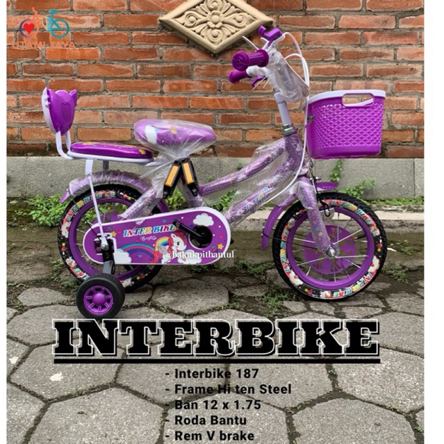 Sepeda Mini ring 12 Interbike | sepeda anak cewek keranjang mini ring 12 interbike